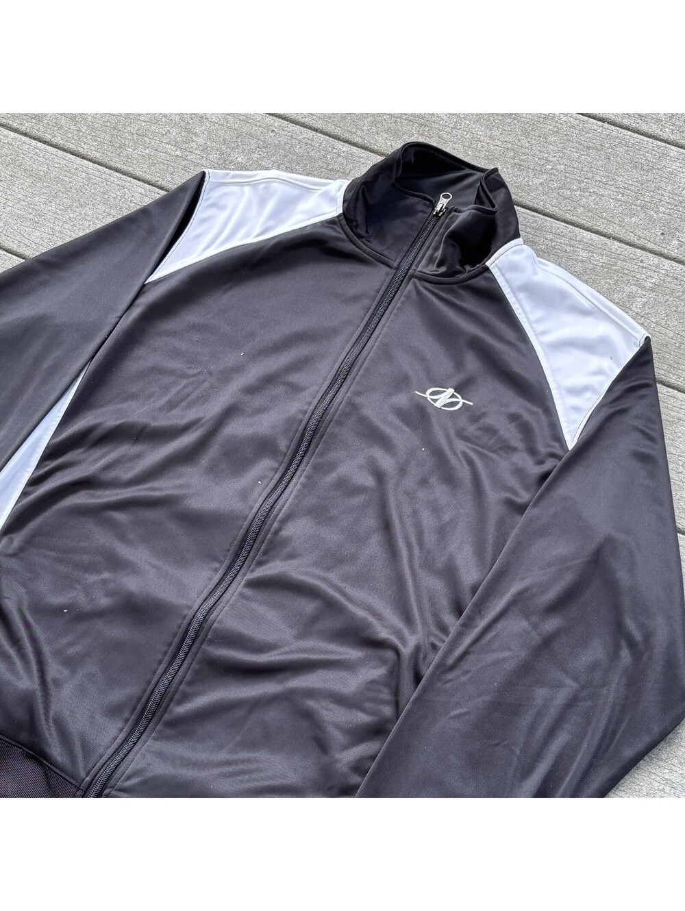 NordicTrack Full Zip Track Jacket Mens Medium Black Gray Athletic Jacket